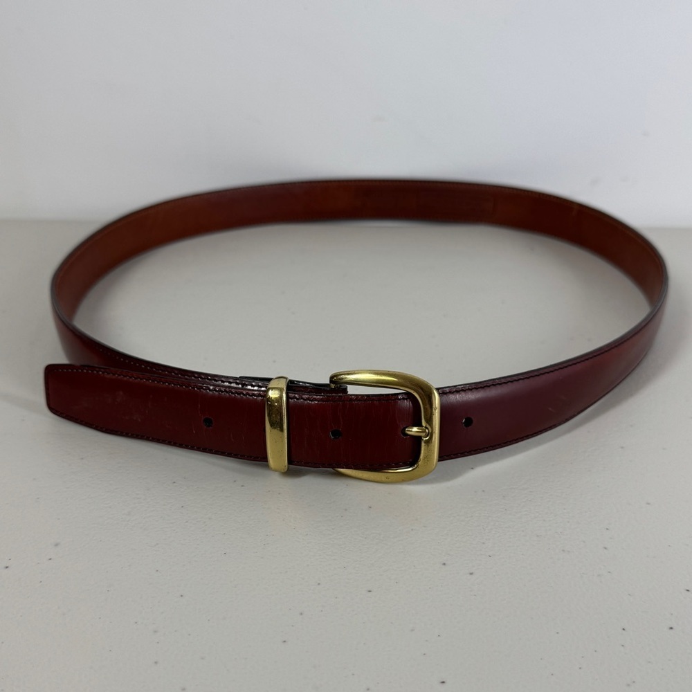 Roundtree & Yorke Classic Brown Leather Belt with Gold Buckle Size 42 - Picture 3 of 16